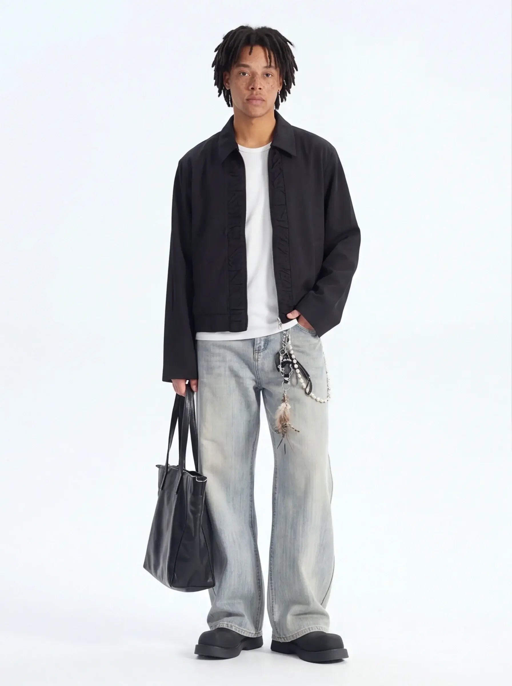 Jean Wide Leg Homme Vintage Bleu Clair – Coupe Ample Tendance Streetwear